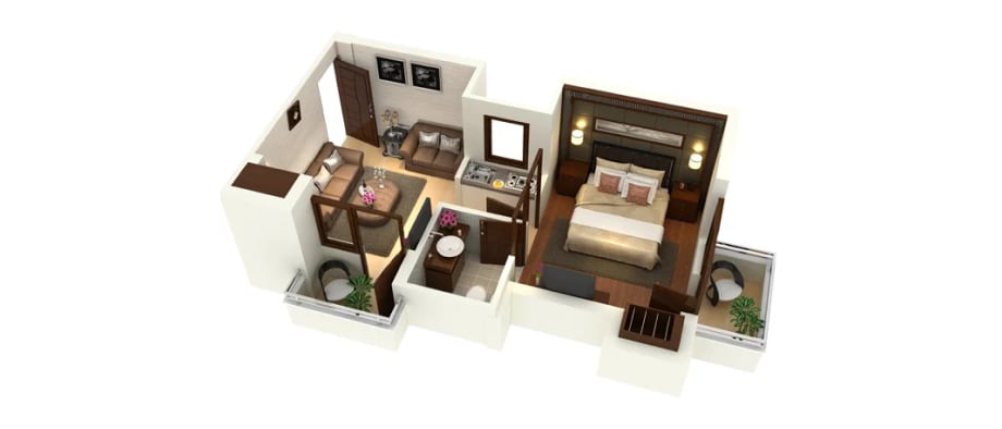 1 BHK · 600 sq. ft.
