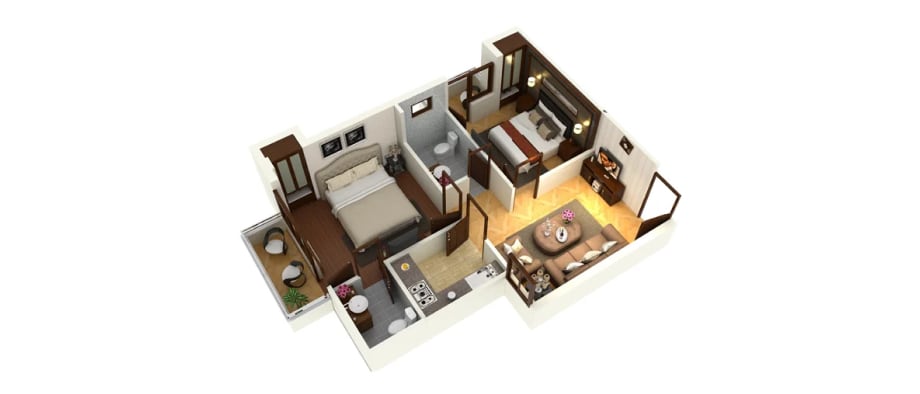2 BHK · 900 sq. ft.